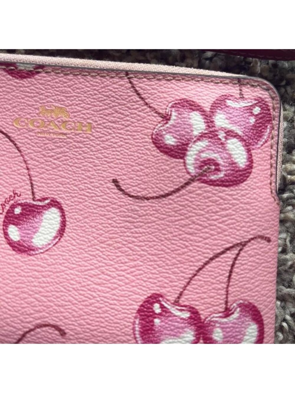 Coach Pink Cherry Print Wristlet Wallet Coquette Dainty Feminine Flirty Girlhood - Picture 2 of 7